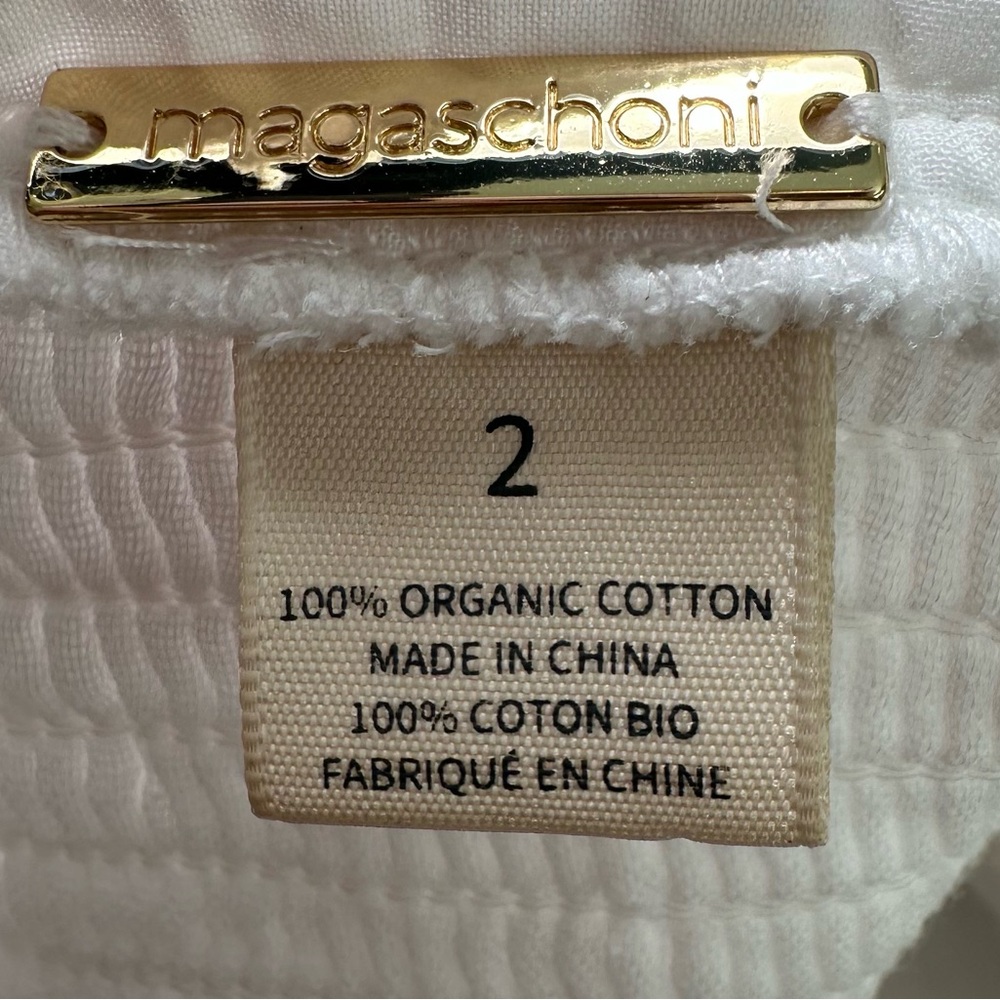 Magaschoni Organic Cotton White Maxi Dress Boho Lace Cross Back Cottagecore 2 - Picture 10 of 11